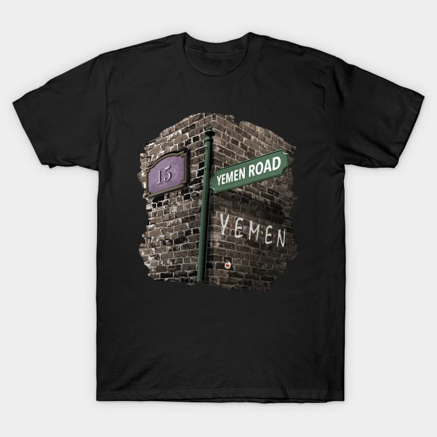 Friends: 15, Yemen Road, Yemen T-Shirt by rednessdesign